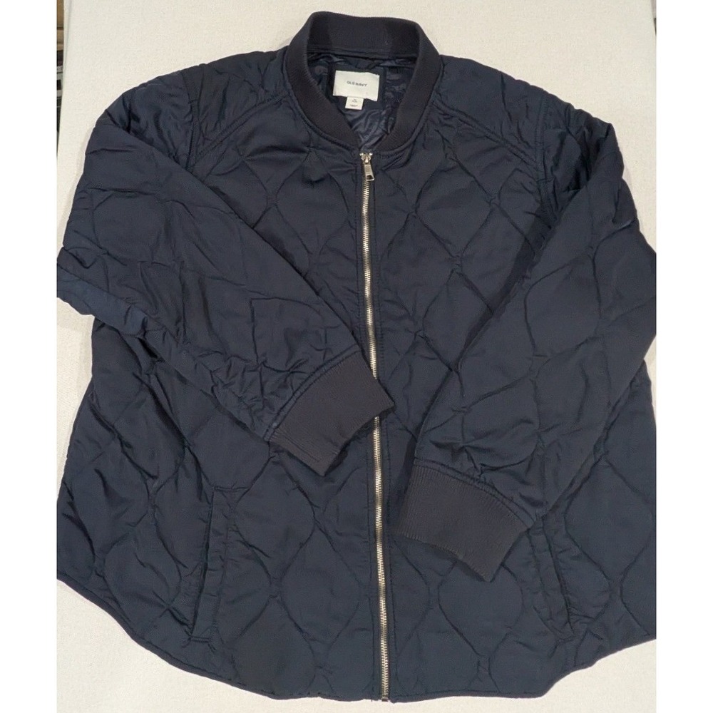Old Navy Quilted Bomber Jacket Womens 3X Plus Navy Blue Zip Up Casual